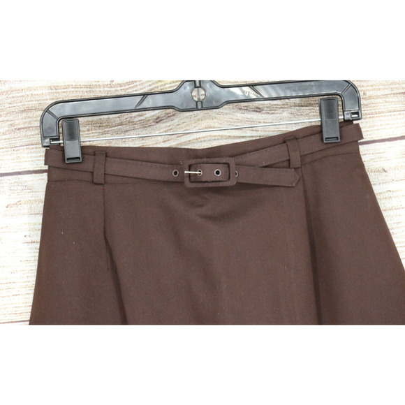 VINTAGE Worthington Womens Size 10 Straight Midi Pleated High Rise Skirt Brown - Picture 2 of 5